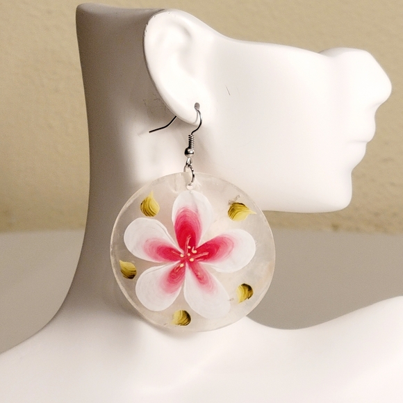 Floral Abalone Shell Earrings - Picture 2 of 4